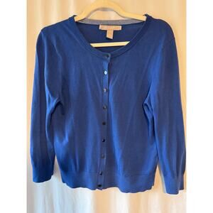 Banana Republic Blue Silk Blend Cardigan - Petite L